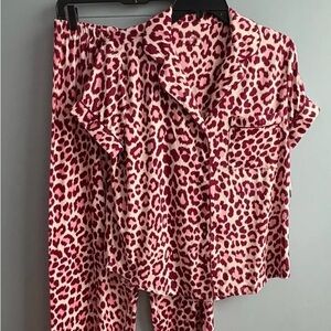 Kate Spade Red and Pink Leopard Skirt Set